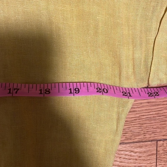 Marisa & Marie Linen Yellow Short Sleeve Mid Length Dress with Waist String - Picture 8 of 9